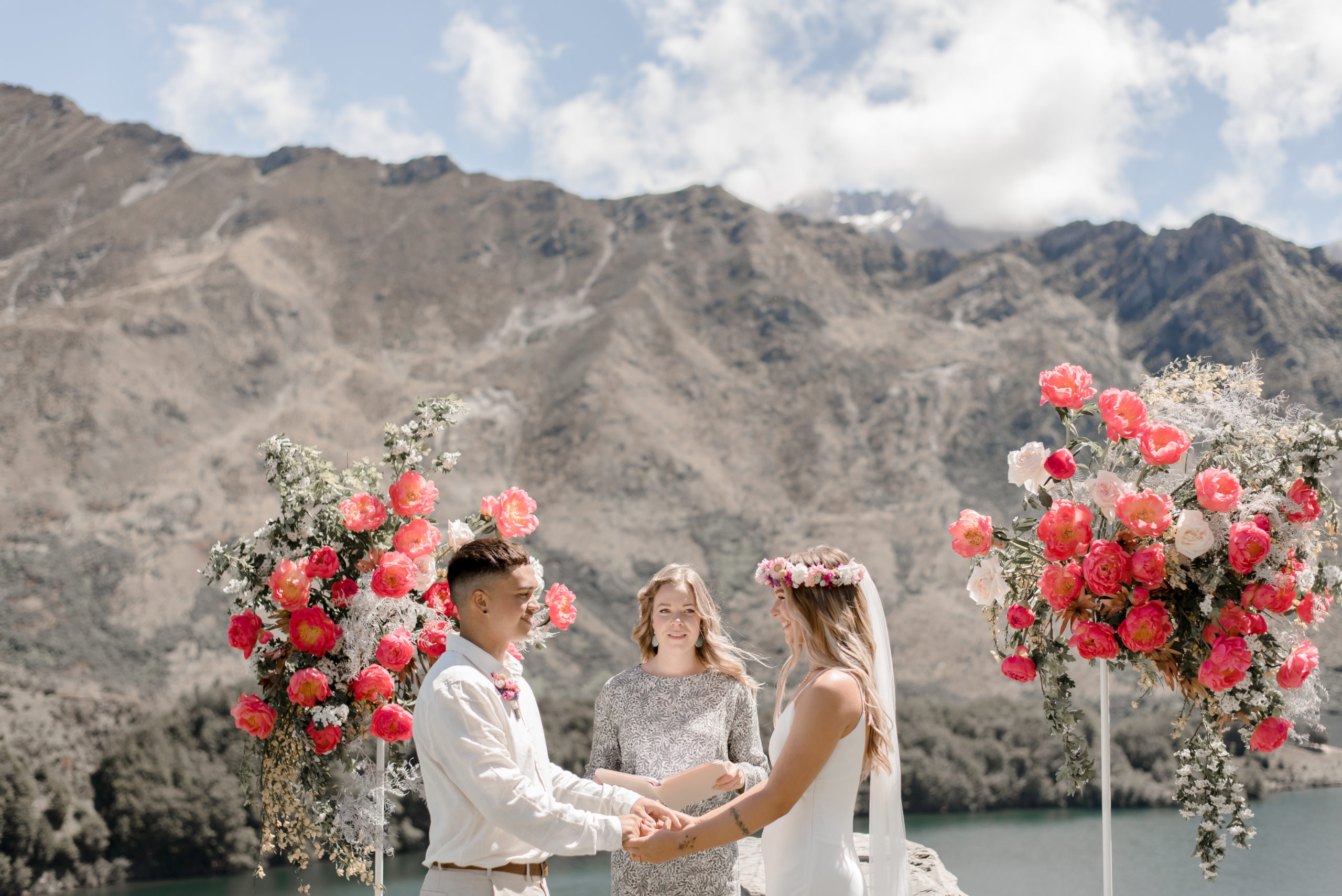 queenstown wedding celebrant for Your Big Day Emily during wedding ceremony at Moke Lake