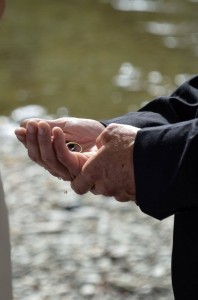 Wedding ring blessing at an Arrowtown wedding ceremony 